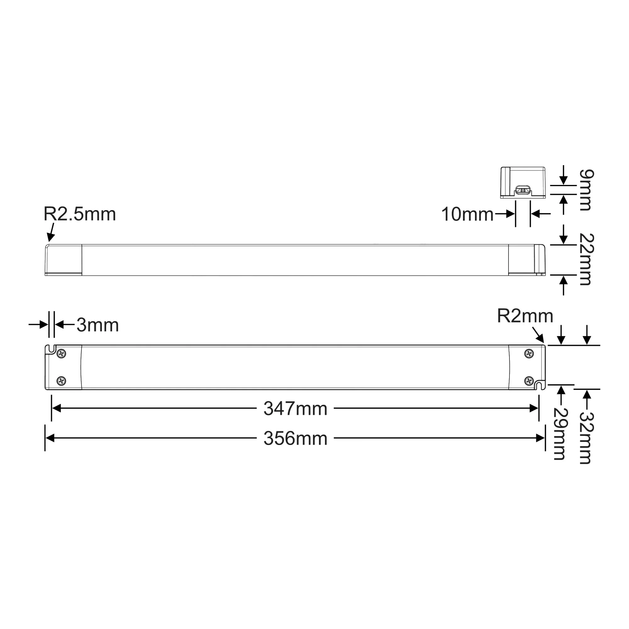 200W, Constant Voltage Non Dimmable LED Driver, 24VDC, 8.33A, Input 200-240VAC 50/60Hz, IP20. SL200-24VF  Snappy SL